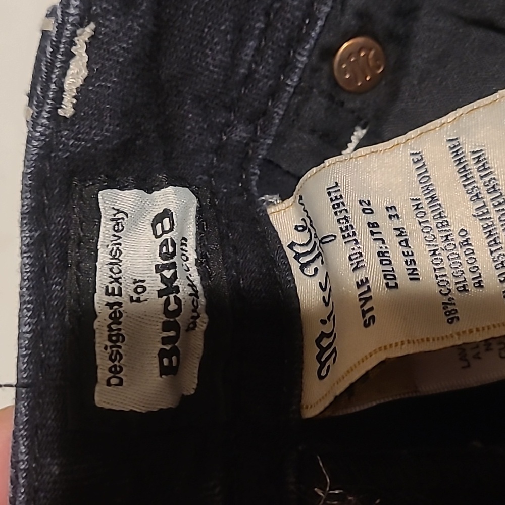 Miss Me  Jeans with White Stitching and Rhinestones Dark Blue Or Black Sz 24 - Picture 7 of 12